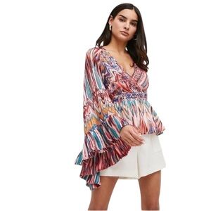 Karen Millen Beaded Embellished Drama Kimono Woven Top Size 8 Women